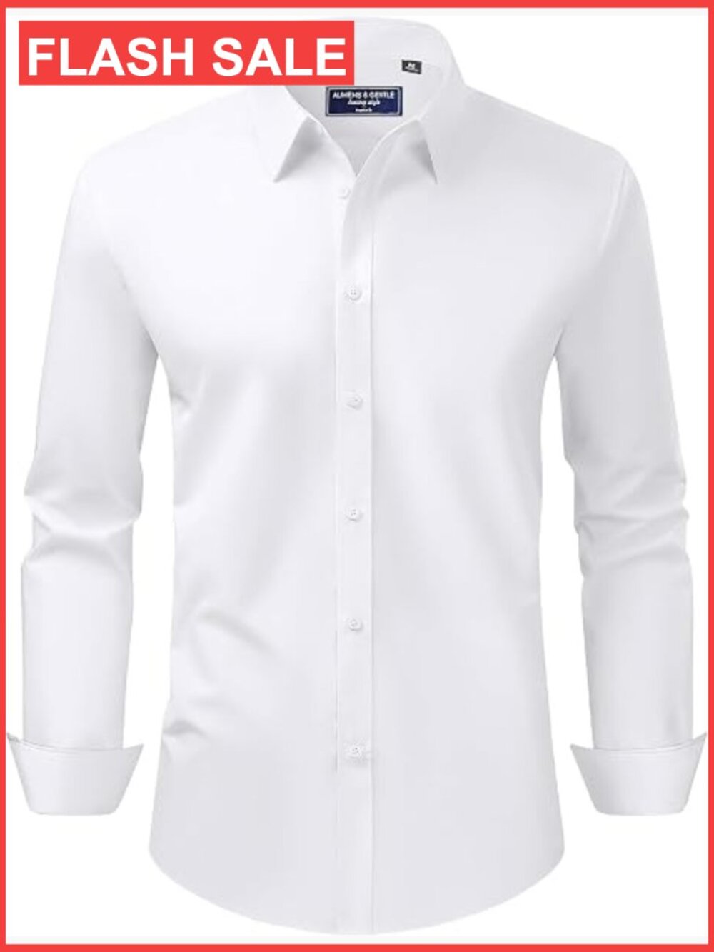Men's Regular Fit Stretch Stain Shield Long Sleeve Dress Shirt Solid Button Down